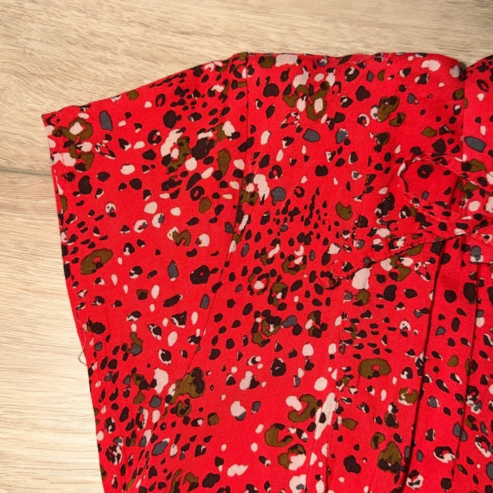Free People red floral 40s Printed Midi Dress size 6 femme fit - Picture 7 of 9